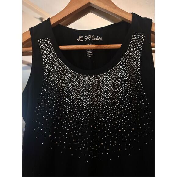 LC Couture‎ Sequins Black Top Size Medium - Picture 2 of 4